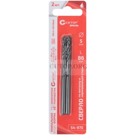 Сверло по металлу cutop special, hss-g, 5 х 86/46 мм (2 шт)