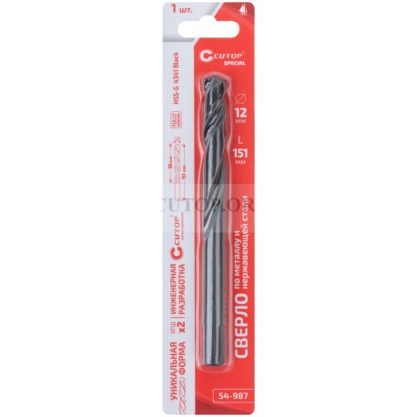 Сверло по металлу cutop special, hss-g, 12 х 151/90 мм (1 шт)