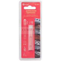 Коронка алмазная универсальная cutop special, шестигранный хвостовик 1/4", 10 x 10 х 67 мм